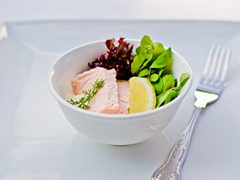 Poached Salmon on a Watercress Salad with a Light Citrus mayonnaise