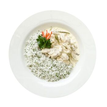 Chicken Fricasse & Rice Menu