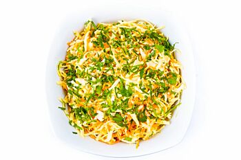 Platter Of Home Made Coleslaw with Grated Vegan Cheese