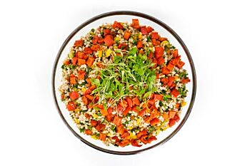 Platter of Italian Farro Salad with Mixed Peppers