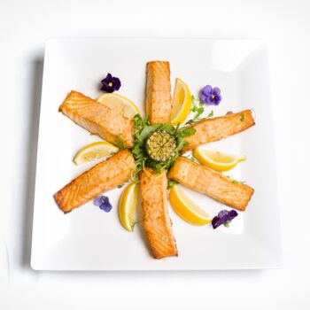 A Platter of Fresh Roasted Salmon with Lemon - Cold Fork 