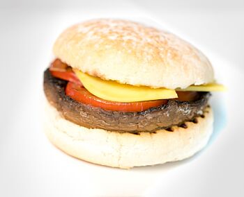 Vegan Flat Mushroom Bap with Vegan Cheese & Tomato