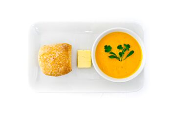 Carrot & Coriander Soup with Fresh Bread Rolls