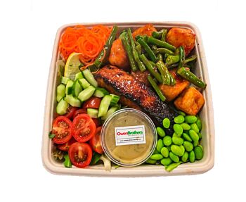 Oriental Salmon with Tofu & Green Beans & Edamame - Bento Box 