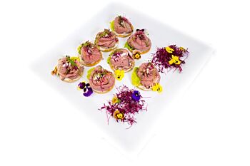 Medium Rare Rossettes of Beef with Horesradish Crostini - Cold Fork Buffet