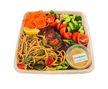 Teriyaki Style Salmon Salad with Noodles - Bento Box