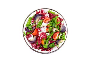 Platter of Rocket, Italian Red Tomatoes, Roasted Onions & Radichio