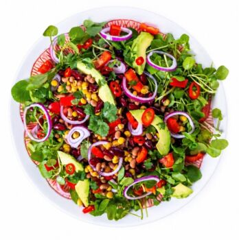 Platter Of Fresh Mexican Style Bean Salad With Avocado