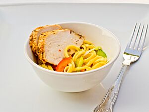 Cajun Spiced Chicken with soft noodles