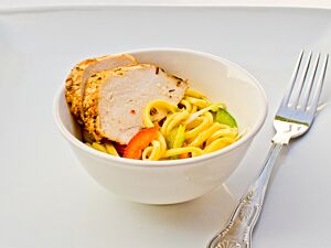 Cajun Spiced Chicken with soft noodles