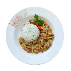 Fillet Of Beef Stroganoff With Rice Menu