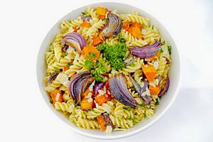 Platter of Pasta Salad with Roasted Squash