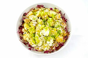 Platter of New Potato Salad Light Vegan Mayo & Spring Onion