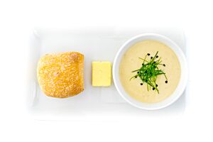 Leek & Potato Soup with Fresh Bread Rolls