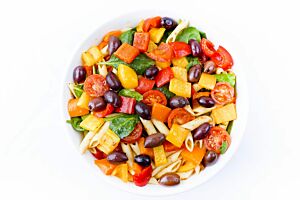 Large Bowl of Pasta Salad with Herb Roasted Vegetables & Olives