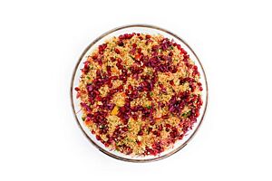 Platter of Cous Cous Salad with Mixed Peppers and Sparkling Pomegranate