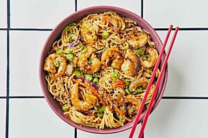 Oriental King Prawn Noodle Stir Fry with Sesame Seeds