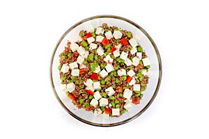 Platter of Quinoa, Feta, Edamame with Red Peppers